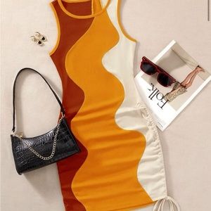 Red/orange/white bodycon  mini dress